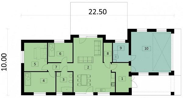 Rzut parteru POW. 146,3 m²