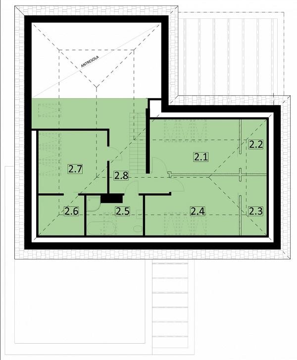 Rzut poddasza POW. 66,2 m²