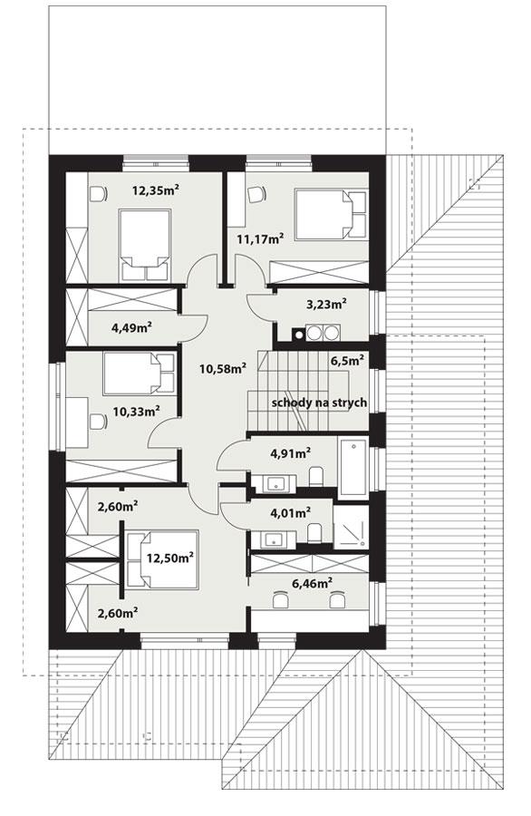 Rzut piętra POW. 91,7 m²