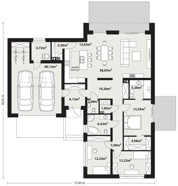 Rzut parteru POW. 180,6 m²