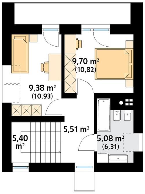 Rzut poddasza POW. 39,0 m²