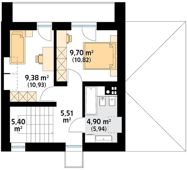 Rzut poddasza POW. 38,6 m²
