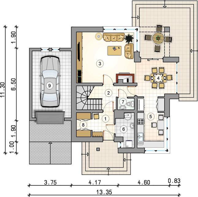Rzut parteru lustro POW. 0,0 m²