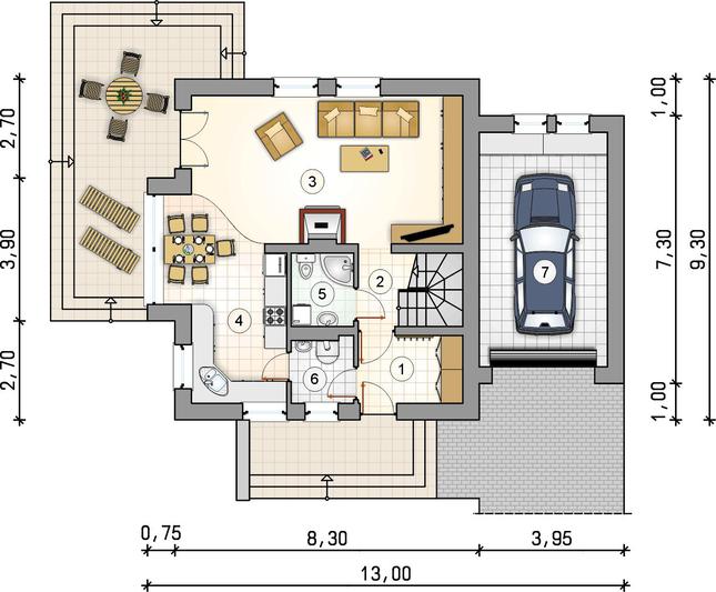 Rzut parteru lustro POW. 0,0 m²