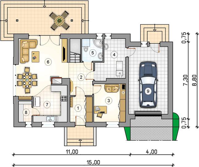 Rzut parteru lustro POW. 0,0 m²