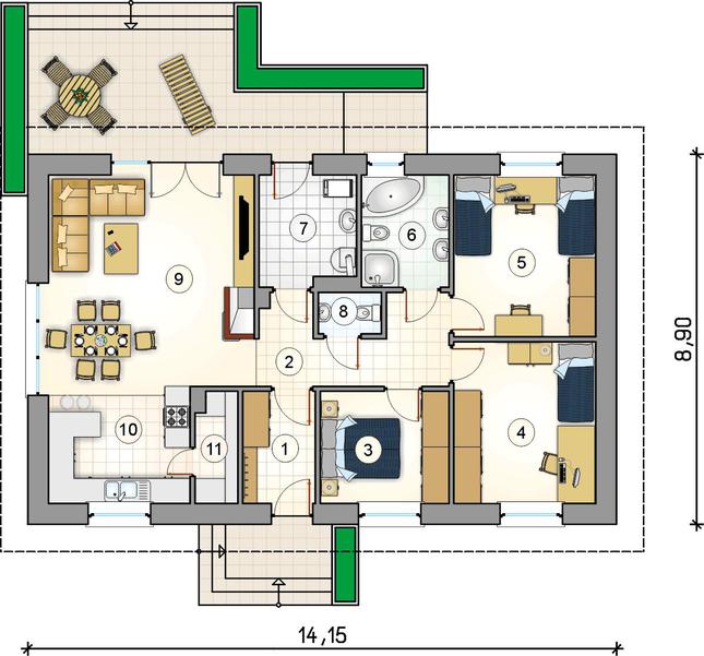 Rzut parteru lustro POW. 0,0 m²