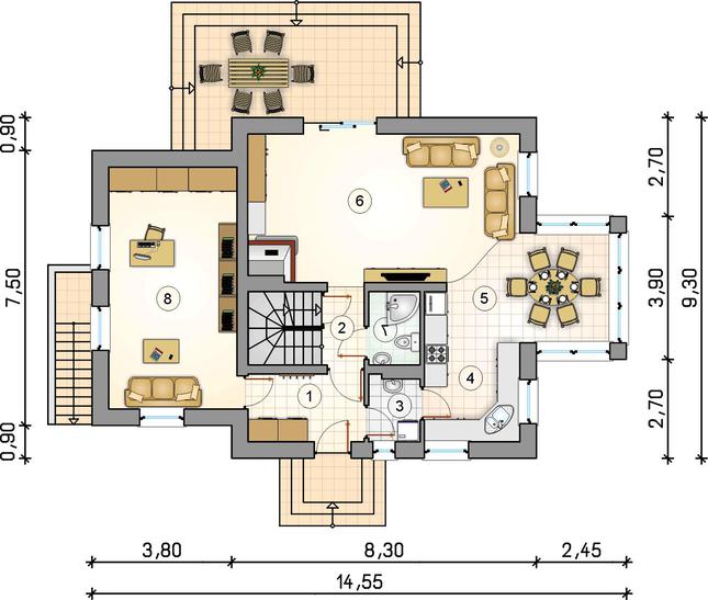 Rzut parteru lustro POW. 0,0 m²