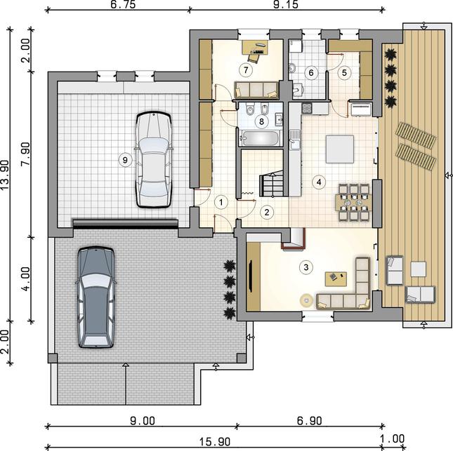 Rzut parteru lustro POW. 0,0 m²