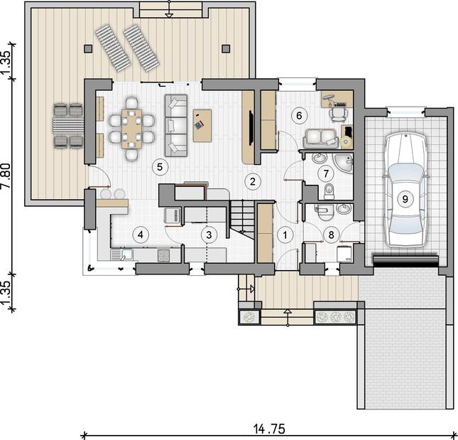 Rzut parteru lustro POW. 0,0 m²