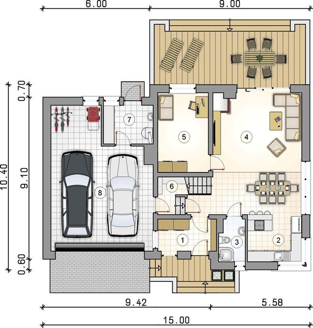 Rzut parteru lustro POW. 0,0 m²