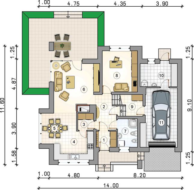 Rzut parteru lustro POW. 0,0 m²
