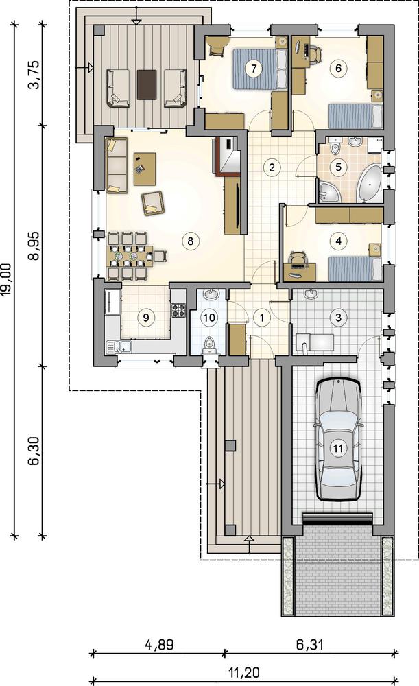 Rzut parteru lustro POW. 0,0 m²