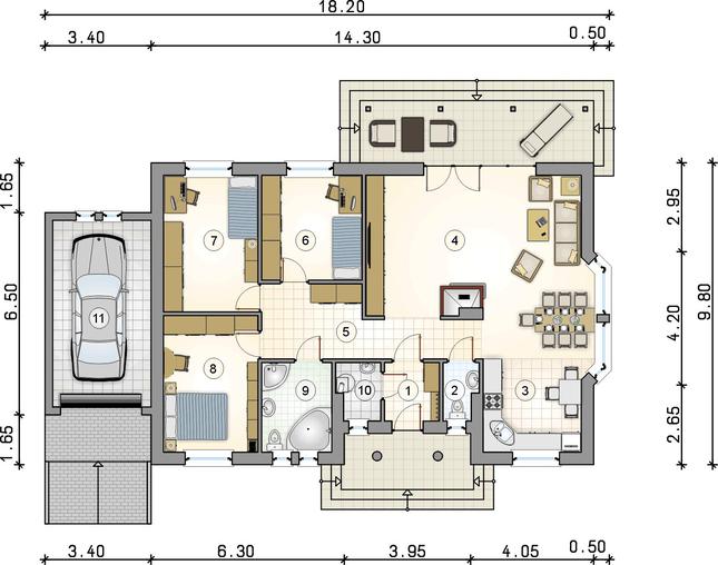 Rzut parteru lustro POW. 0,0 m²
