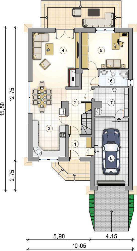 Rzut parteru lustro POW. 0,0 m²