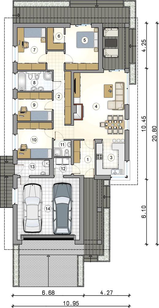 Rzut parteru lustro POW. 0,0 m²