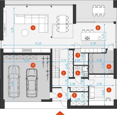 Rzut parteru POW. 195,2 m²