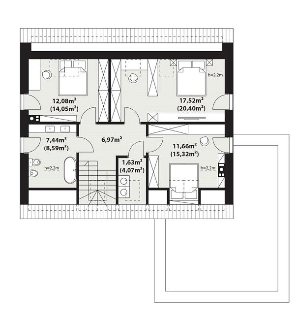 Rzut poddasza POW. 69,4 m²