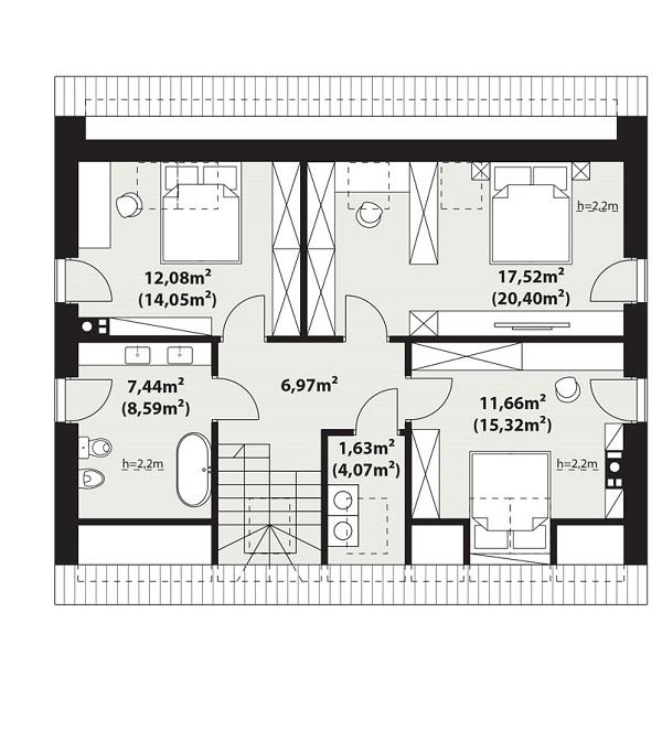 Rzut poddasza POW. 69,4 m²