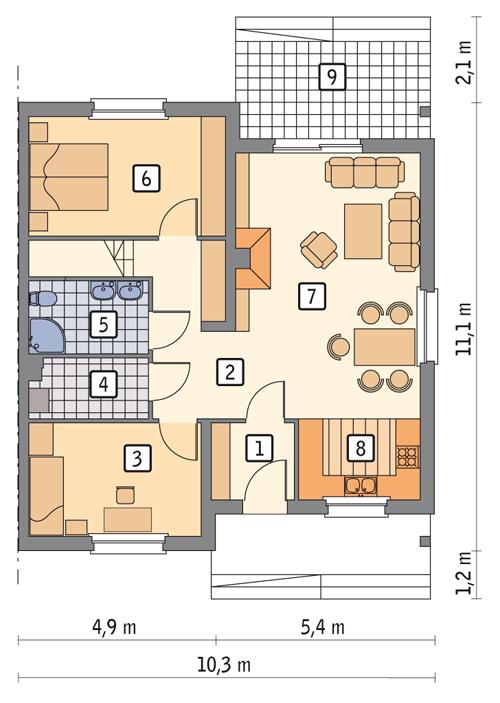 Rzut parteru POW. 83,0 m²