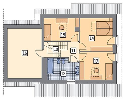 Rzut poddasza lustro POW. 74,9 m²