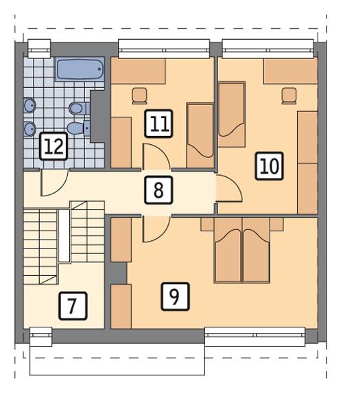 Rzut piętra lustro POW. 64,9 m²