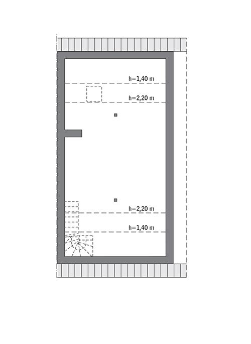 Rzut poddasza: do indywidualnej adaptacji (45,1 m2 powierzchni użytkowej)