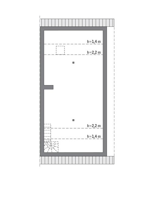 Rzut poddasza: do indywidualnej adaptacji (55,5 m2 powierzchni użytkowej)
