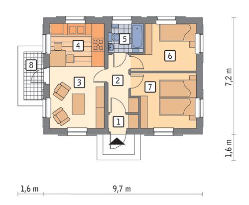 Rzut parteru POW. 52,2 m²