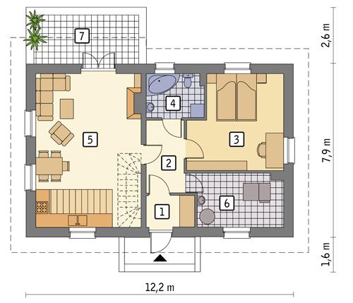 Rzut parteru POW. 73,0 m²