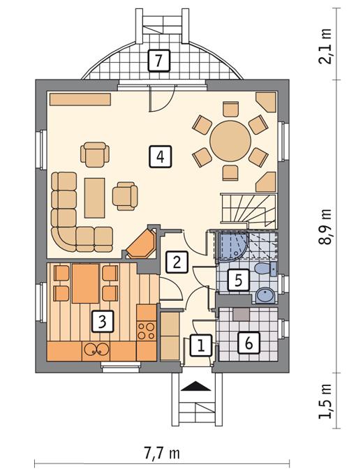 Rzut parteru POW. 52,5 m²
