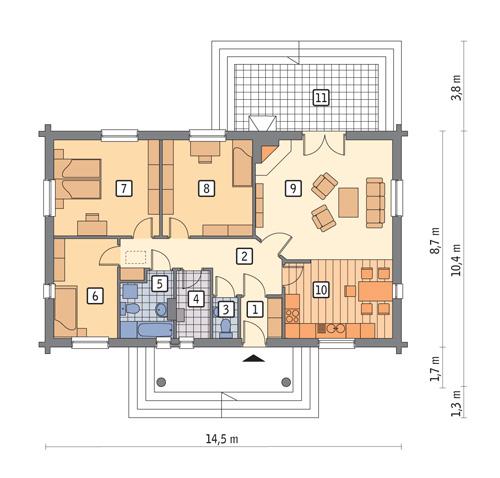 Rzut parteru POW. 106,9 m²