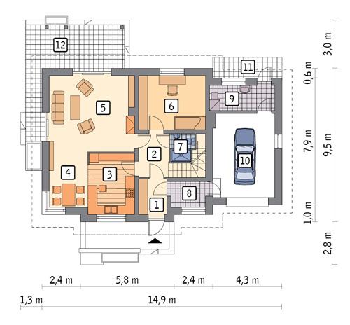 Rzut parteru POW. 97,0 m²