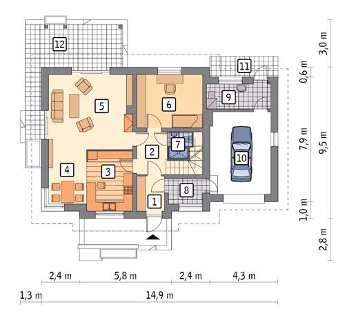 Rzut parteru POW. 97,0 m²