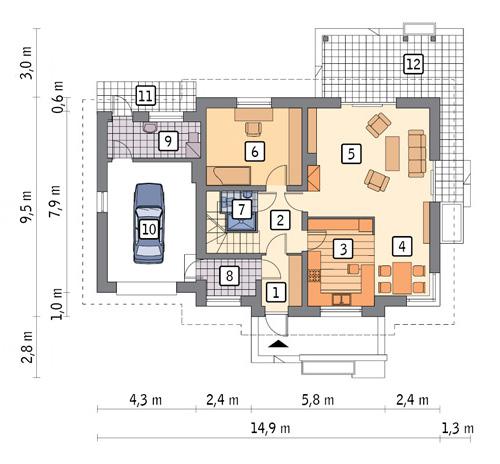 Rzut parteru lustro POW. 97,0 m²