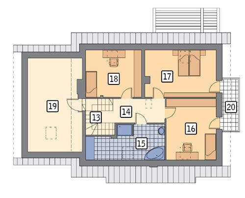 Rzut poddasza lustro POW. 106,5 m²