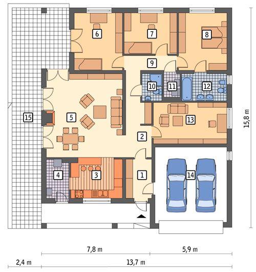 Rzut parteru POW. 157,8 m²