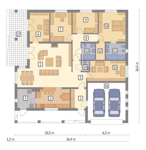 Rzut parteru POW. 196,0 m²