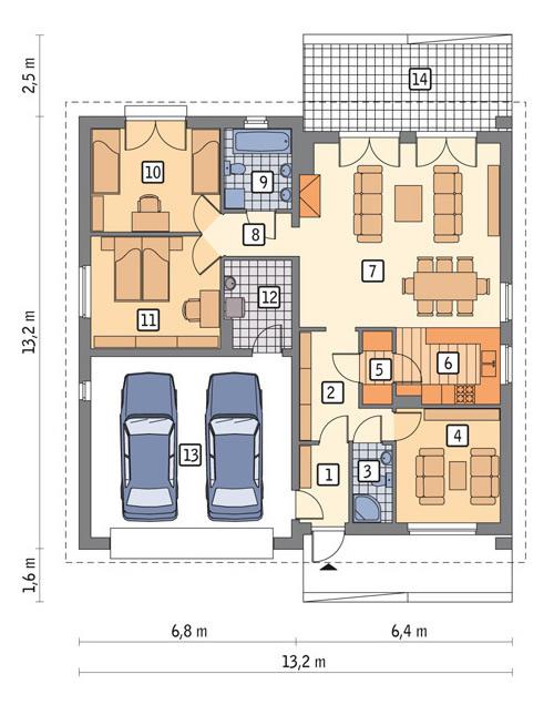 Rzut parteru lustro POW. 138,8 m²