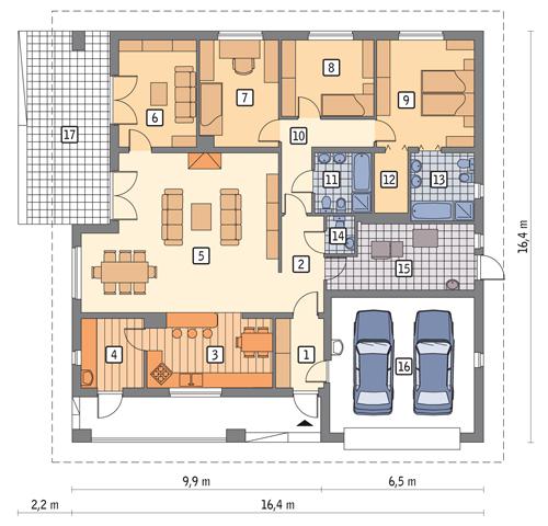 Rzut parteru POW. 198,6 m²