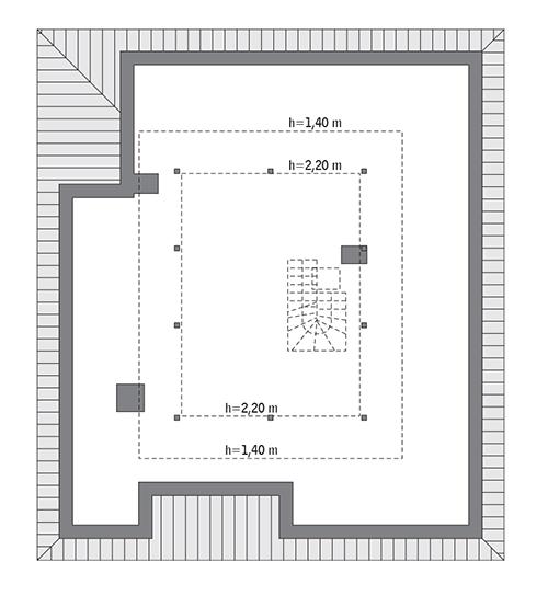 Rzut poddasza: do indywidualnej adaptacji (68,9 m2 powierzchni użytkowej)