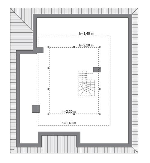 Rzut poddasza: do indywidualnej adaptacji (68,9 m2 powierzchni użytkowej)