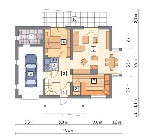 Rzut parteru POW. 87,2 m²