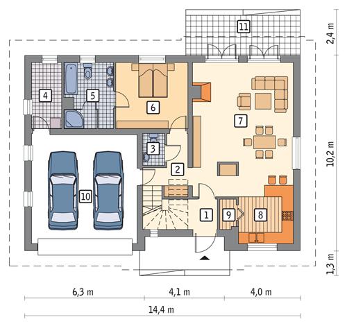Rzut parteru POW. 114,4 m²