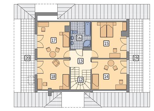 Rzut poddasza lustro POW. 99,8 m²