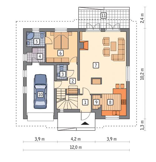 Rzut parteru POW. 92,8 m²