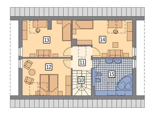 Rzut poddasza POW. 70,3 m²
