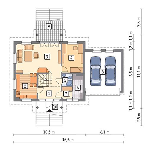 Rzut parteru POW. 129,4 m²