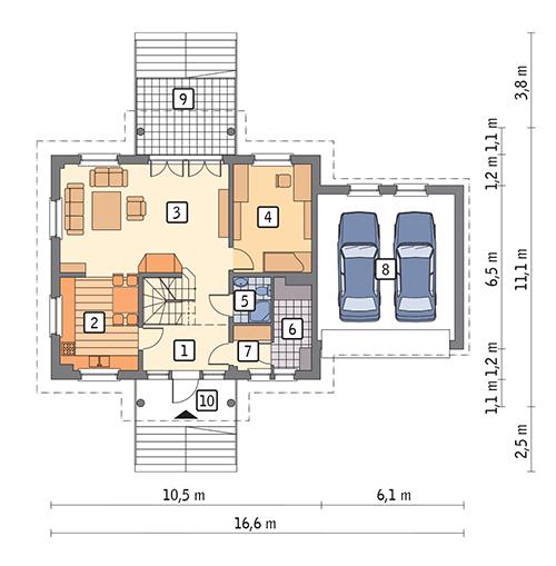 Rzut parteru POW. 129,4 m²