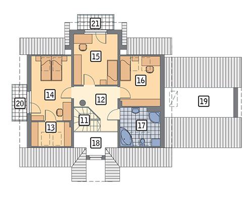 Rzut poddasza POW. 107,5 m²