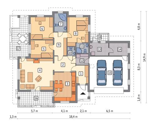 Rzut parteru POW. 163,3 m²